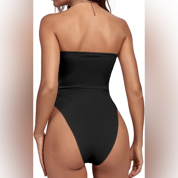 NWT (XS) Sexy Boned Bustier Strapless Corset Bodysuit Leotard Tube Top Black - Picture 4 of 5